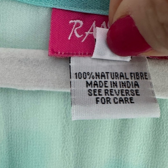 Ranees Sheer Boho Tunic Beach Coverup Turquoise Blue Asymmetrical Rhinestone M - Picture 7 of 11